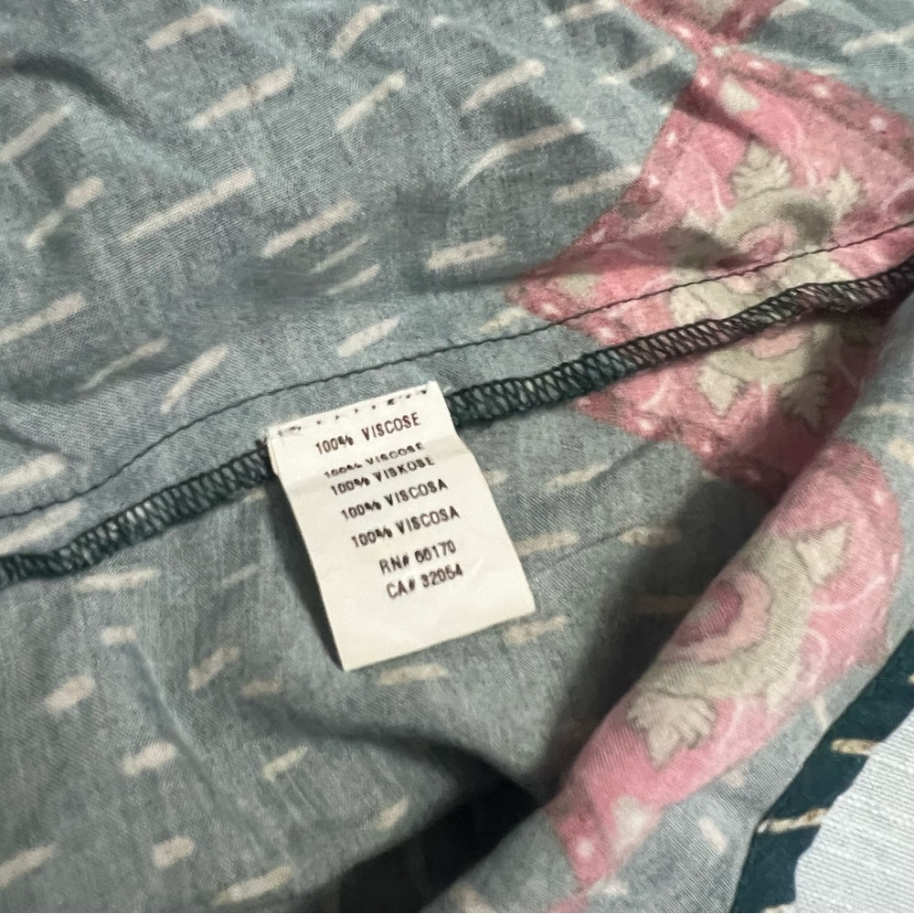 Anthropologie Blank London Teal Floral Print Tatiana Kaftan Dress One Size - Picture 10 of 14